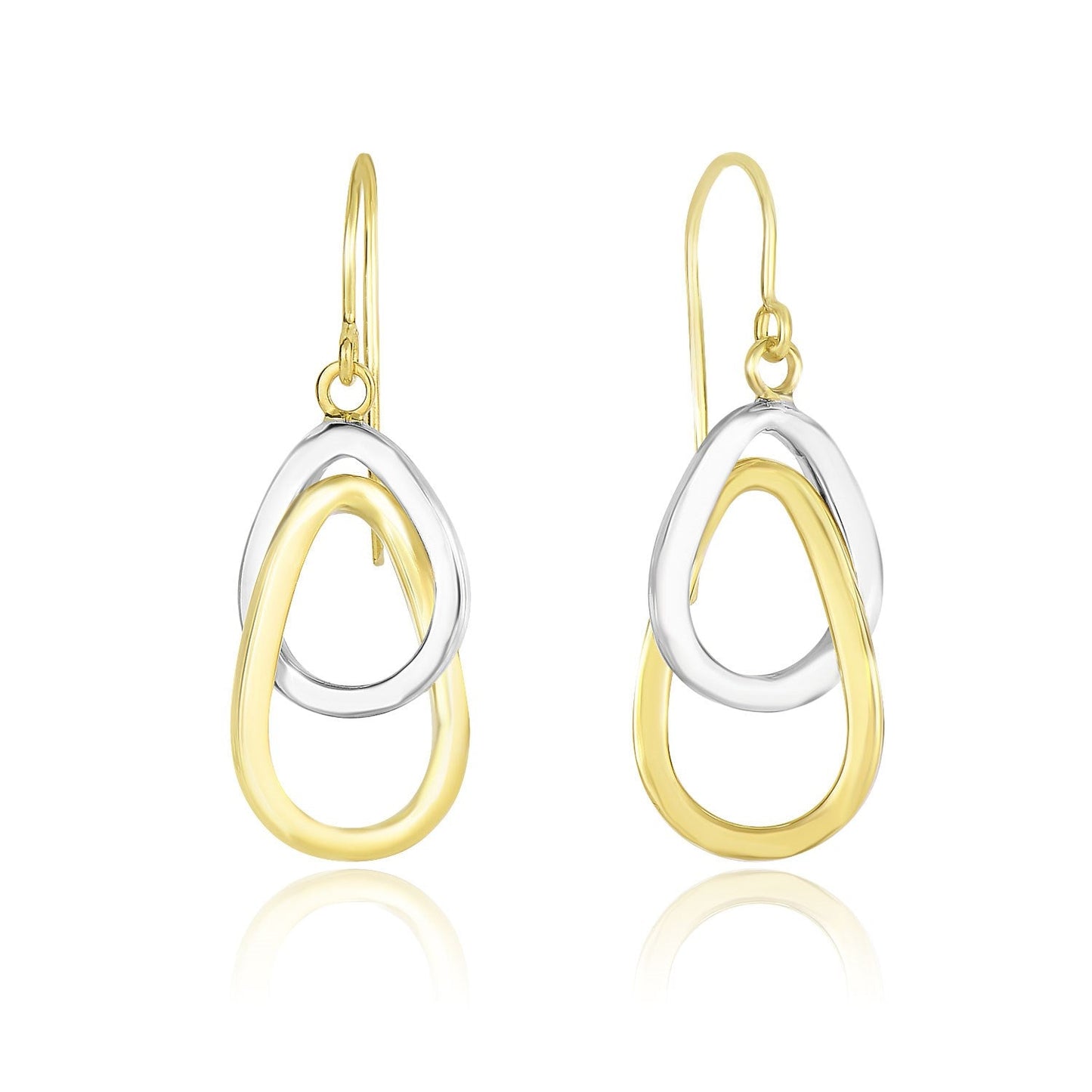 14k Two-Tone Gold Interlaced Open Teardrop Drop Earrings-0