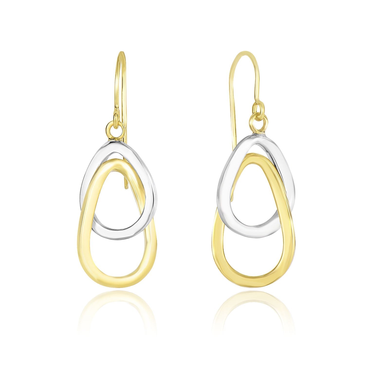 14k Two-Tone Gold Interlaced Open Teardrop Drop Earrings-0