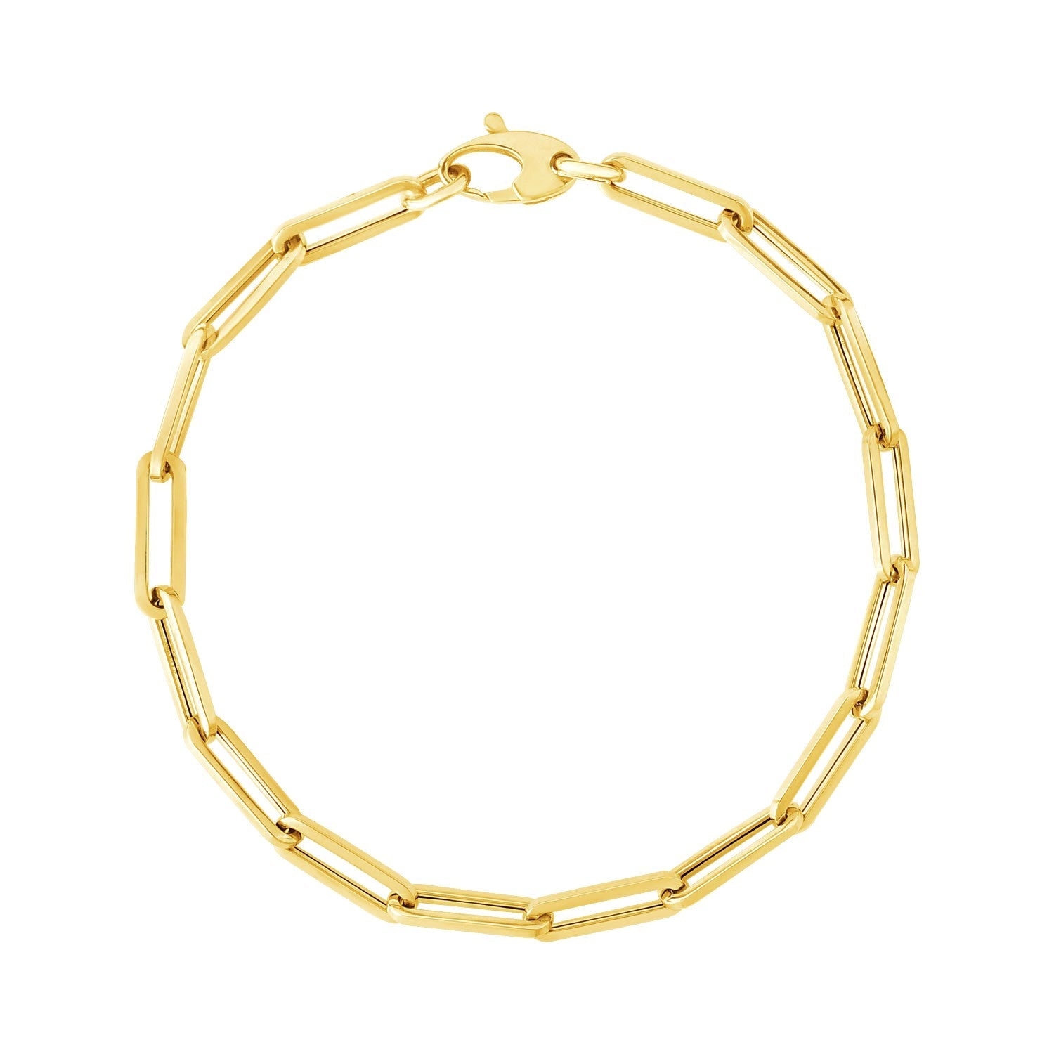 14K Yellow Gold Bold Paperclip Chain Bracelet-0