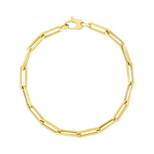 14K Yellow Gold Bold Paperclip Chain Bracelet-0