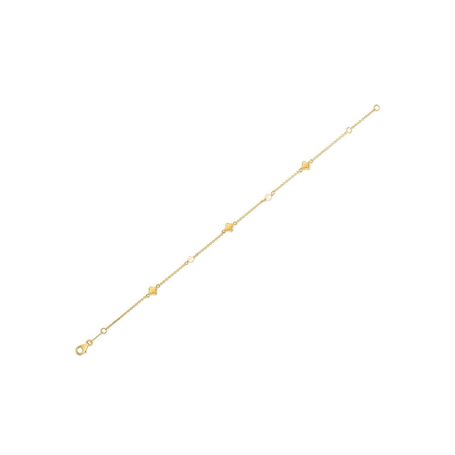 14k Yellow Gold Pearl Clover Bracelet-0