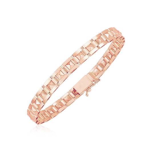14k Rose Gold High Polish Spike Pyramid Bracelet (6mm)-0