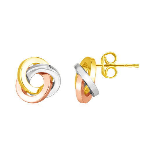 14k Tri Color Gold Love Knot Earrings-0