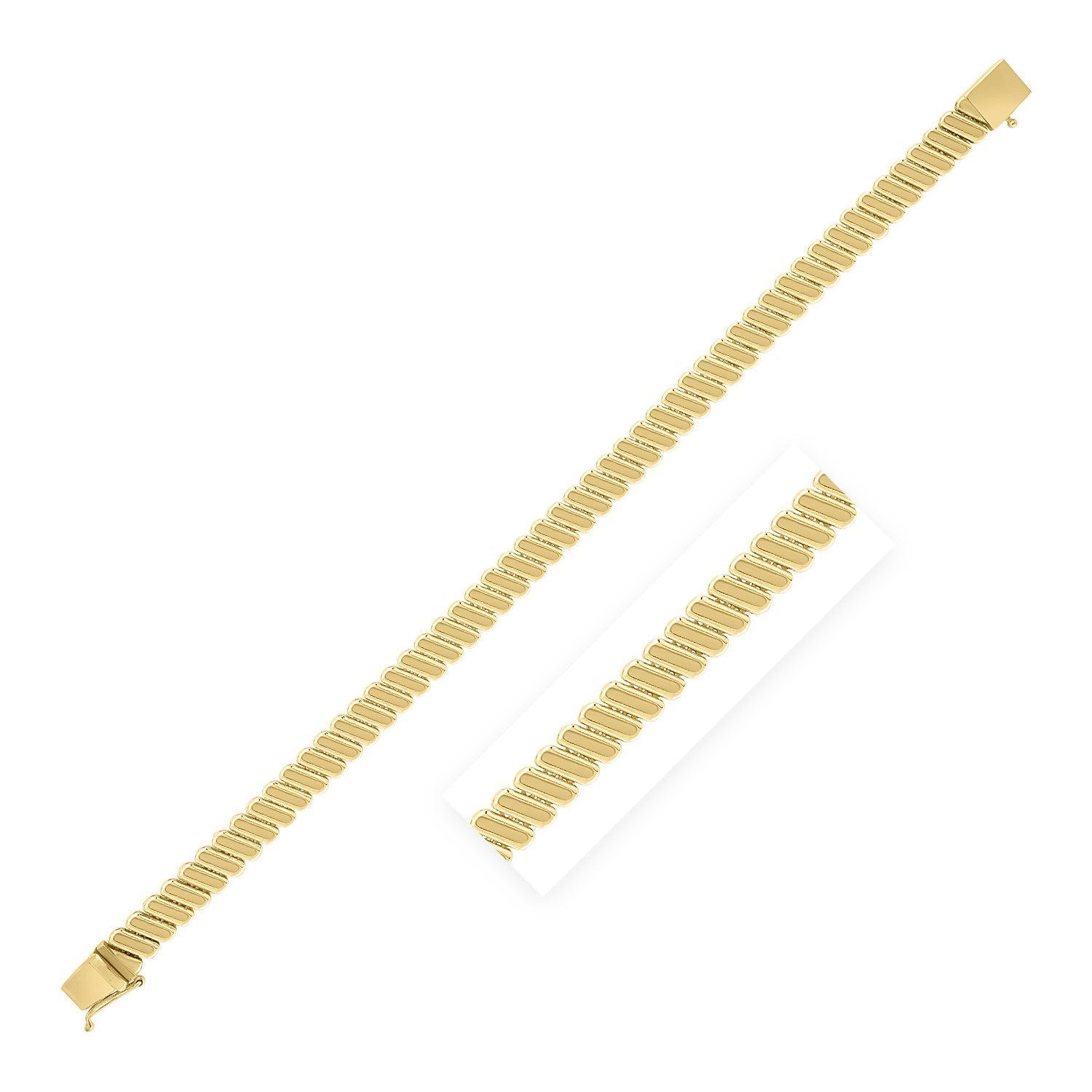 14k Yellow Gold Rib Link Bracelet-0