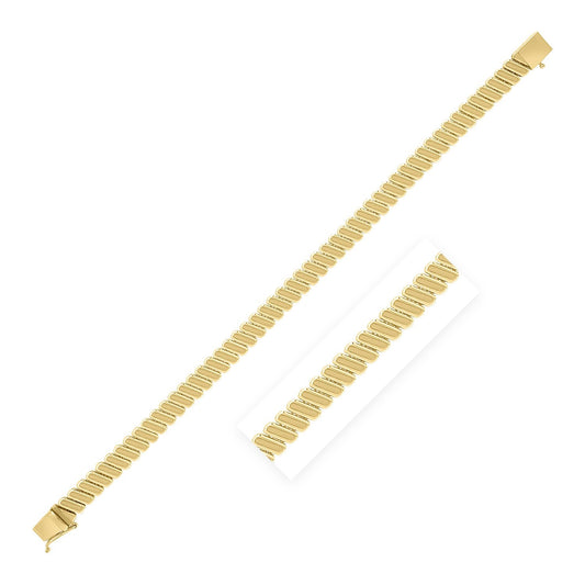 14k Yellow Gold Rib Link Bracelet-0