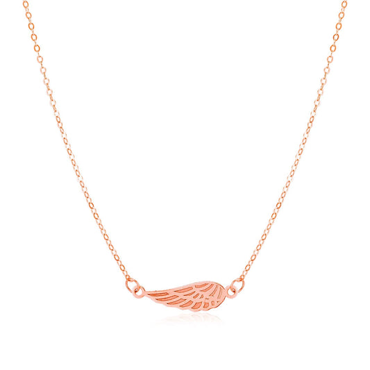 14K Rose Gold Angel Wing Necklace-0