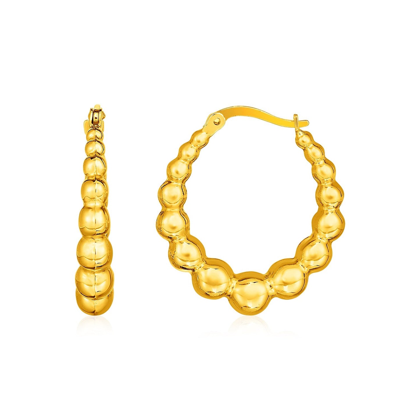 14k Yellow Gold Graduated Sphere Hoop Earrings-0