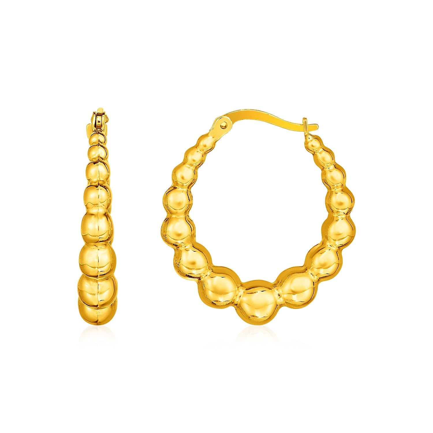 14k Yellow Gold Graduated Sphere Hoop Earrings-0