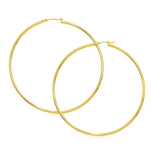14k Yellow Gold Large Polished Hoop Earrings-0