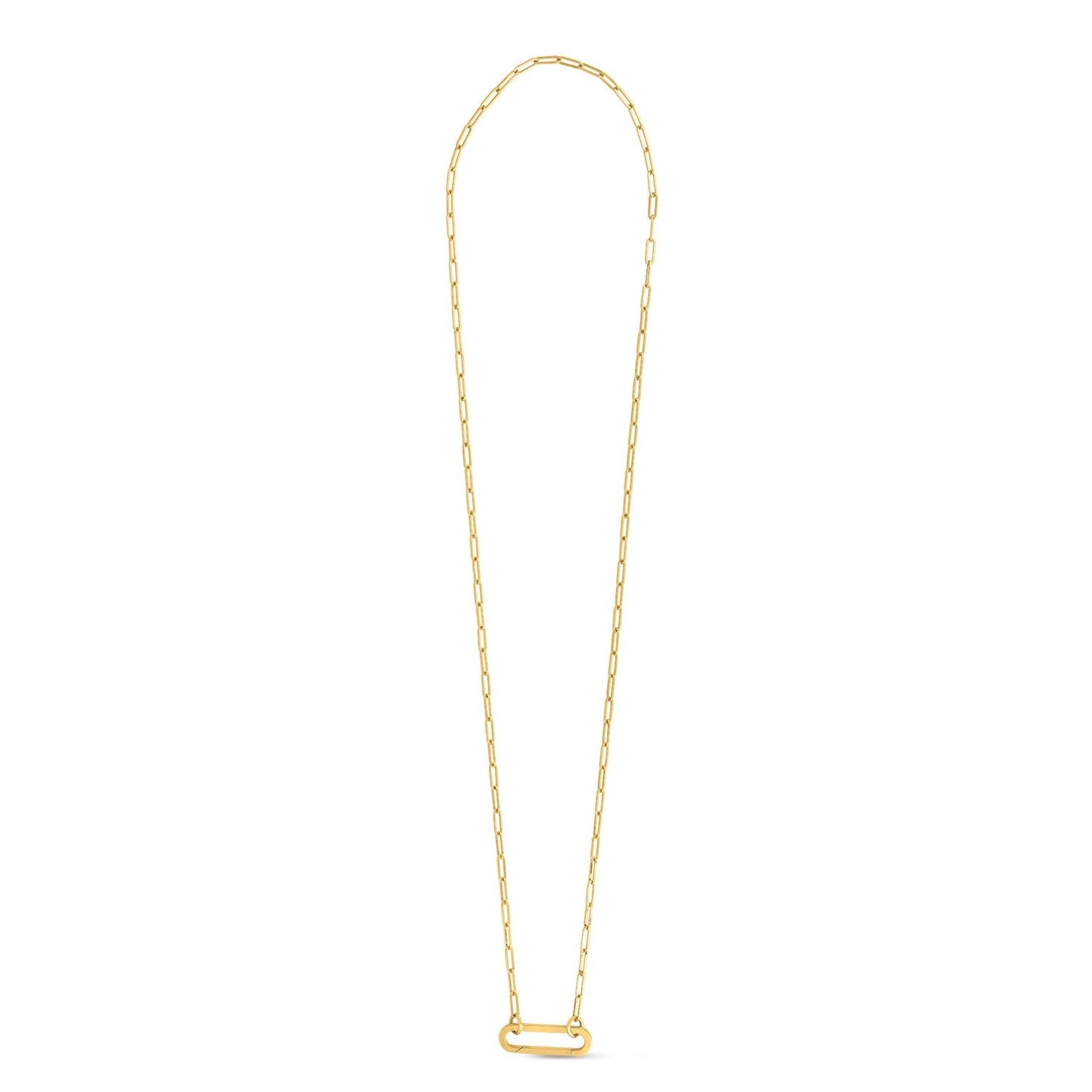 14k Yellow Gold Elongated Link Paperclip Necklace-0