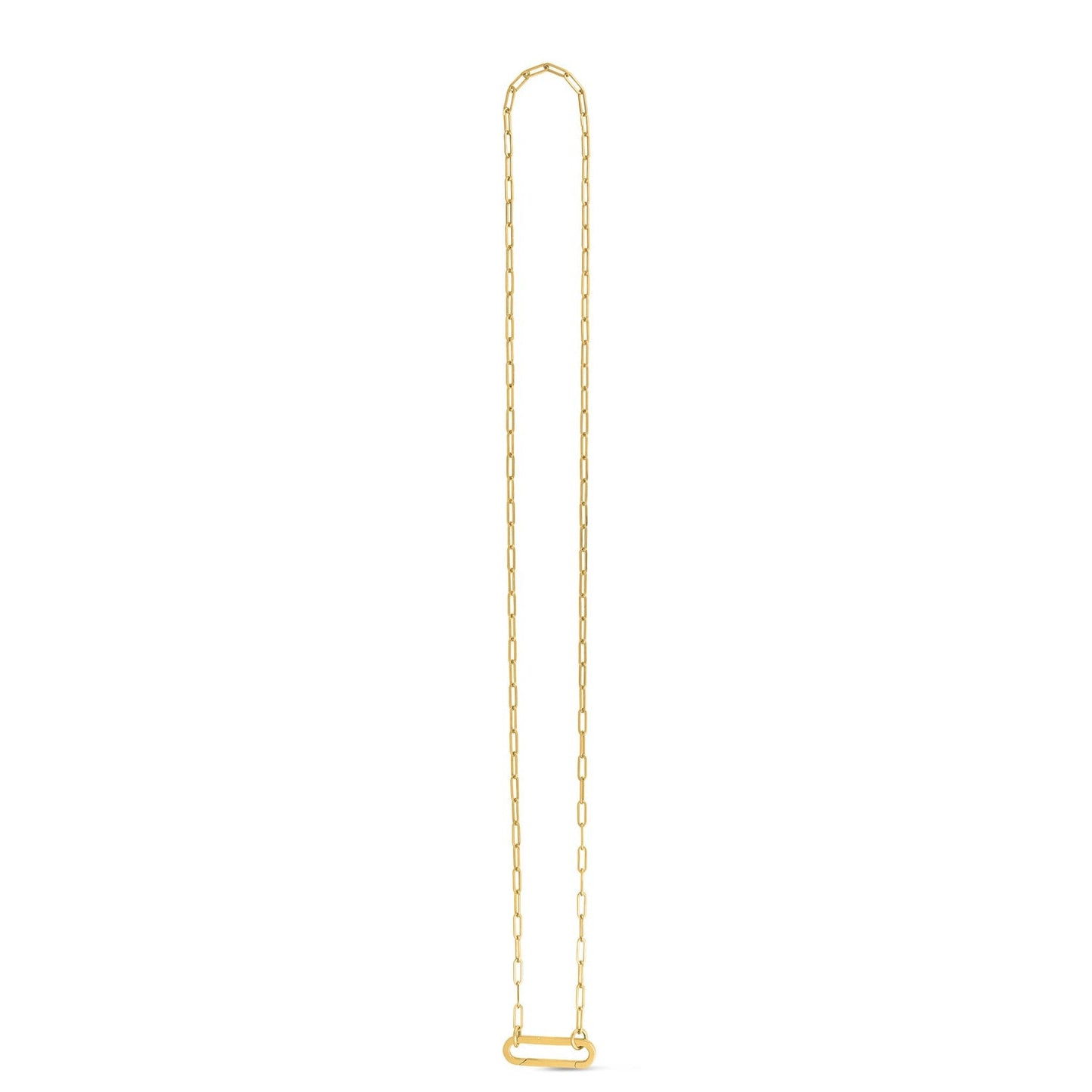 14k Yellow Gold Elongated Link Paperclip Necklace-1