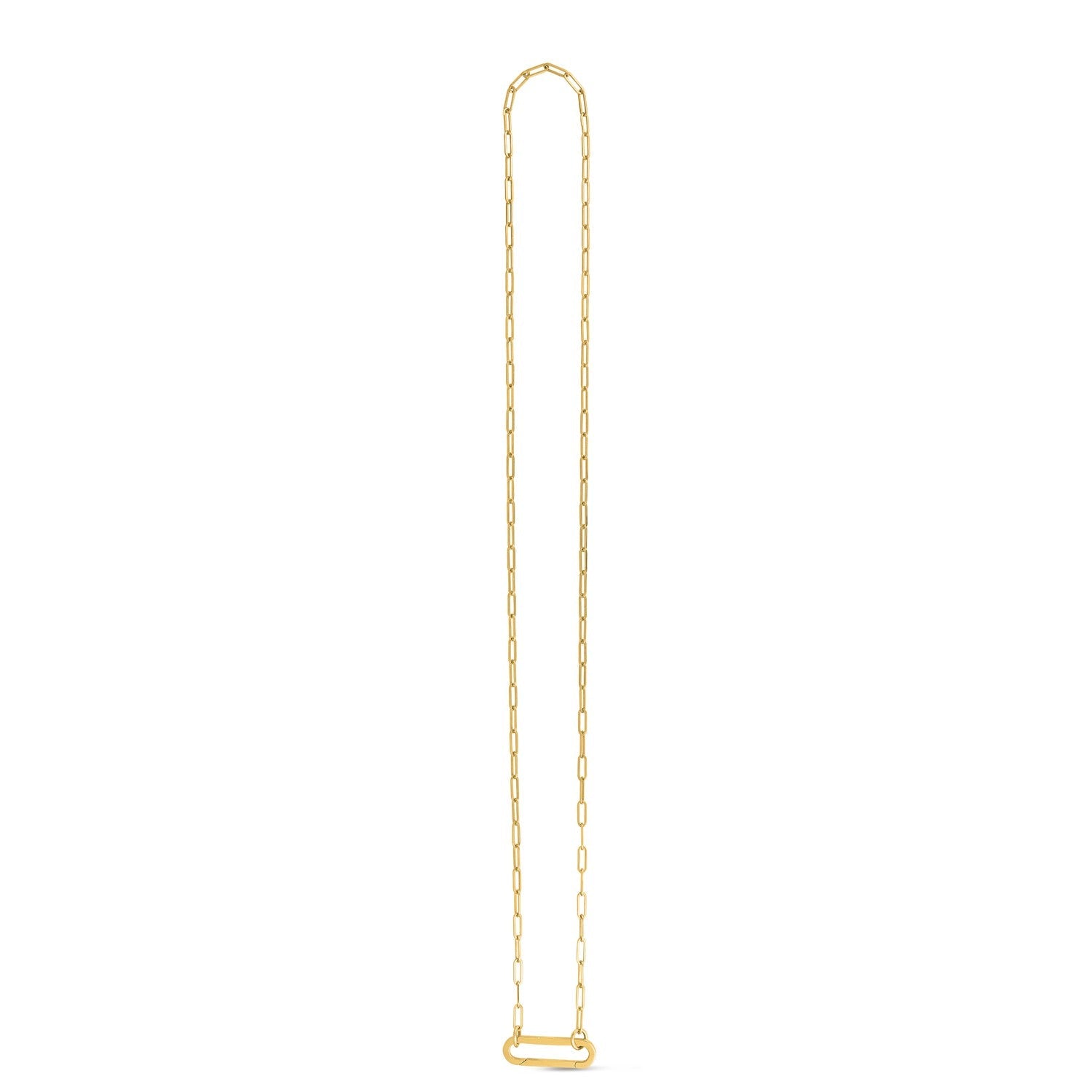 14k Yellow Gold Elongated Link Paperclip Necklace-1