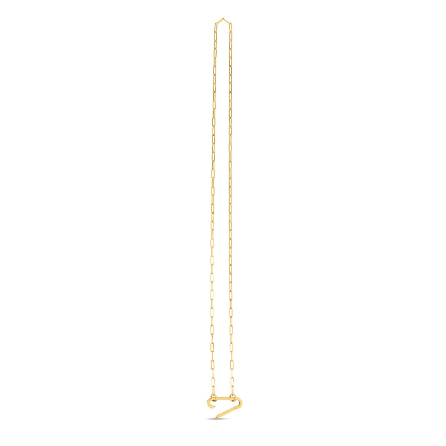 14k Yellow Gold Elongated Link Paperclip Necklace-2
