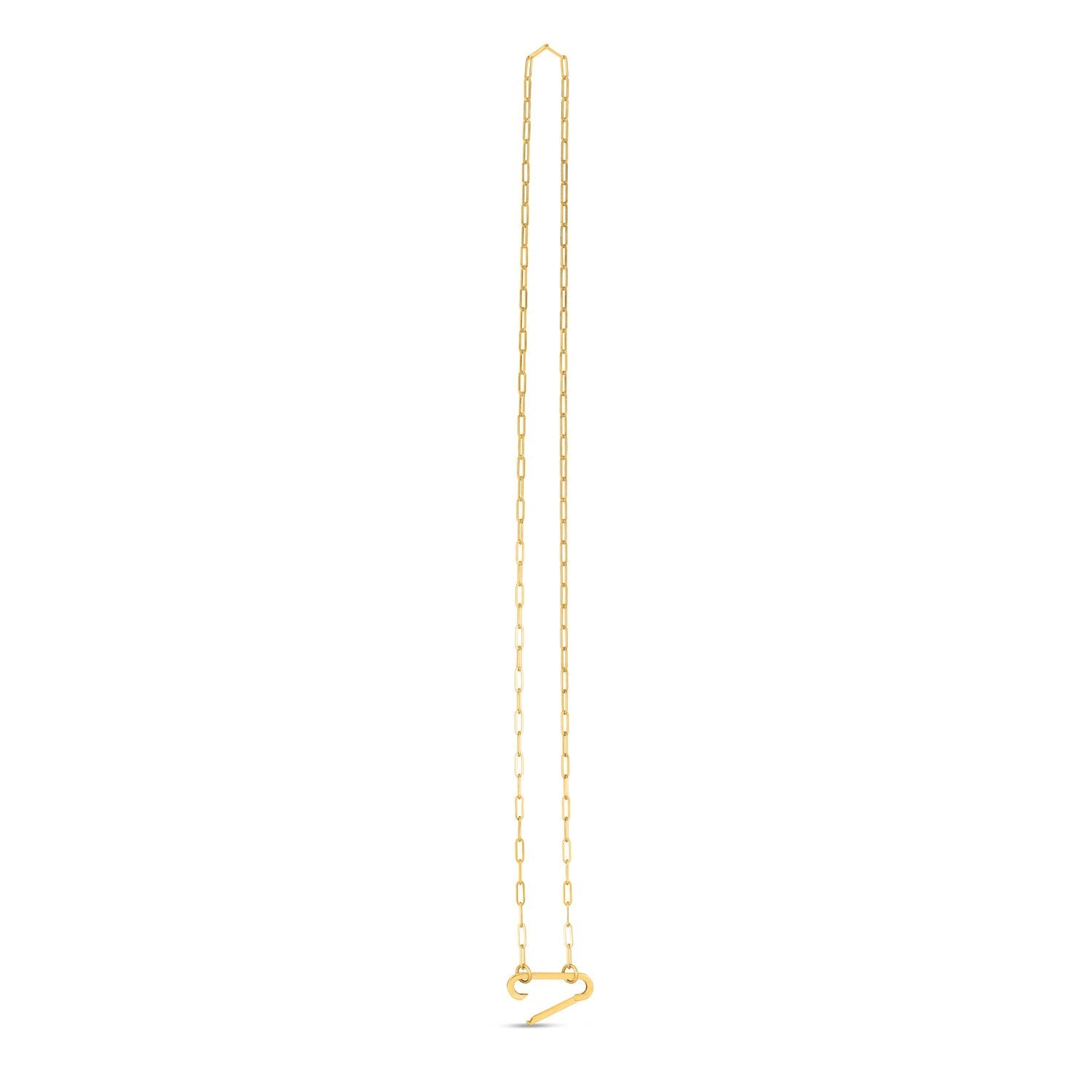 14k Yellow Gold Elongated Link Paperclip Necklace-2