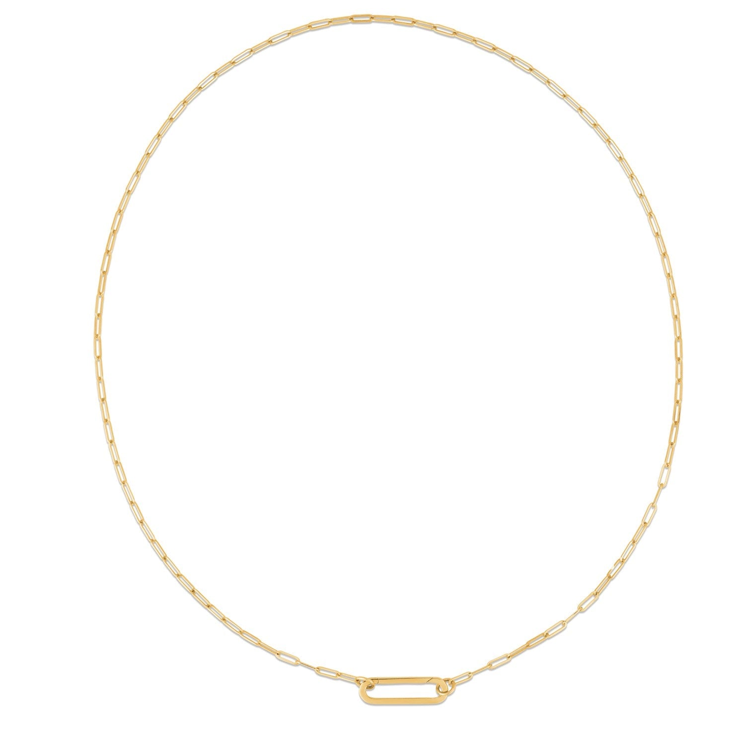 14k Yellow Gold Elongated Link Paperclip Necklace-3