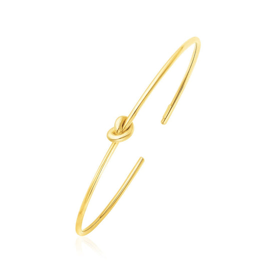 14k Yellow Gold Polished Cuff Bangle with Knot-0