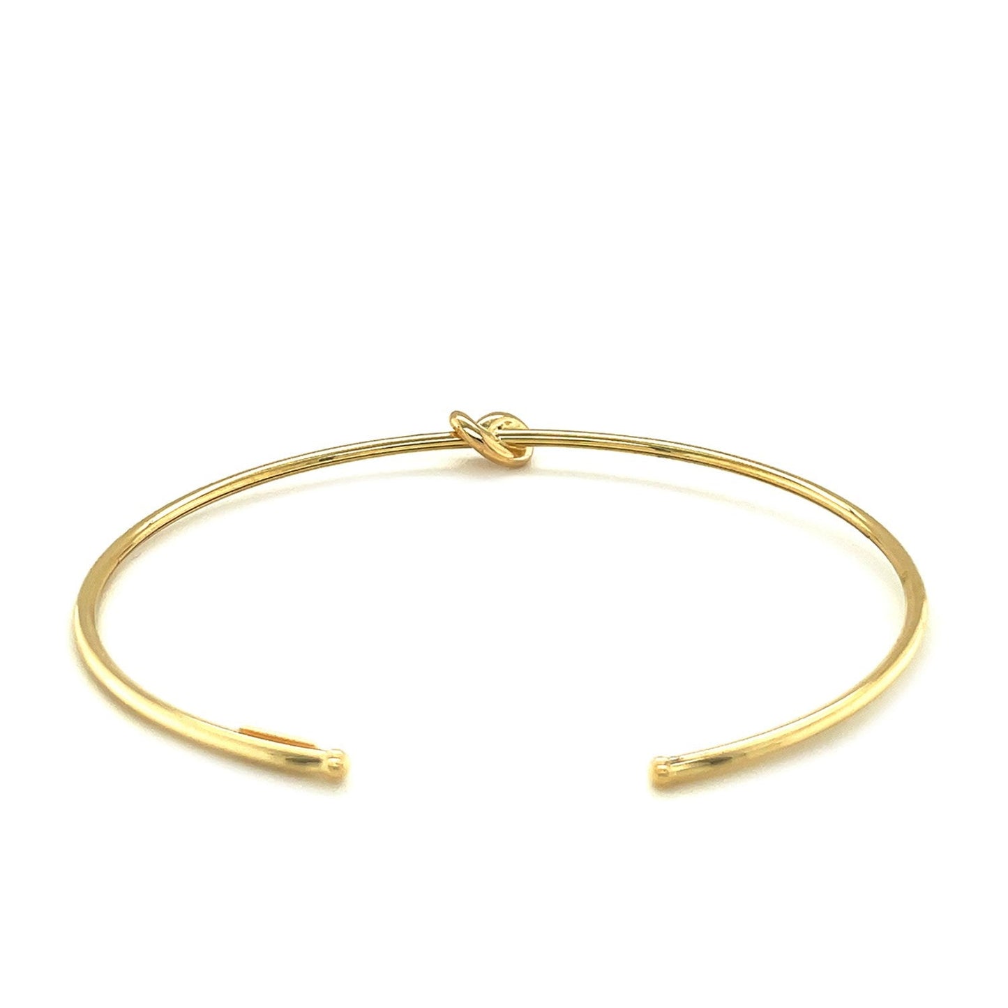 14k Yellow Gold Polished Cuff Bangle with Knot-2