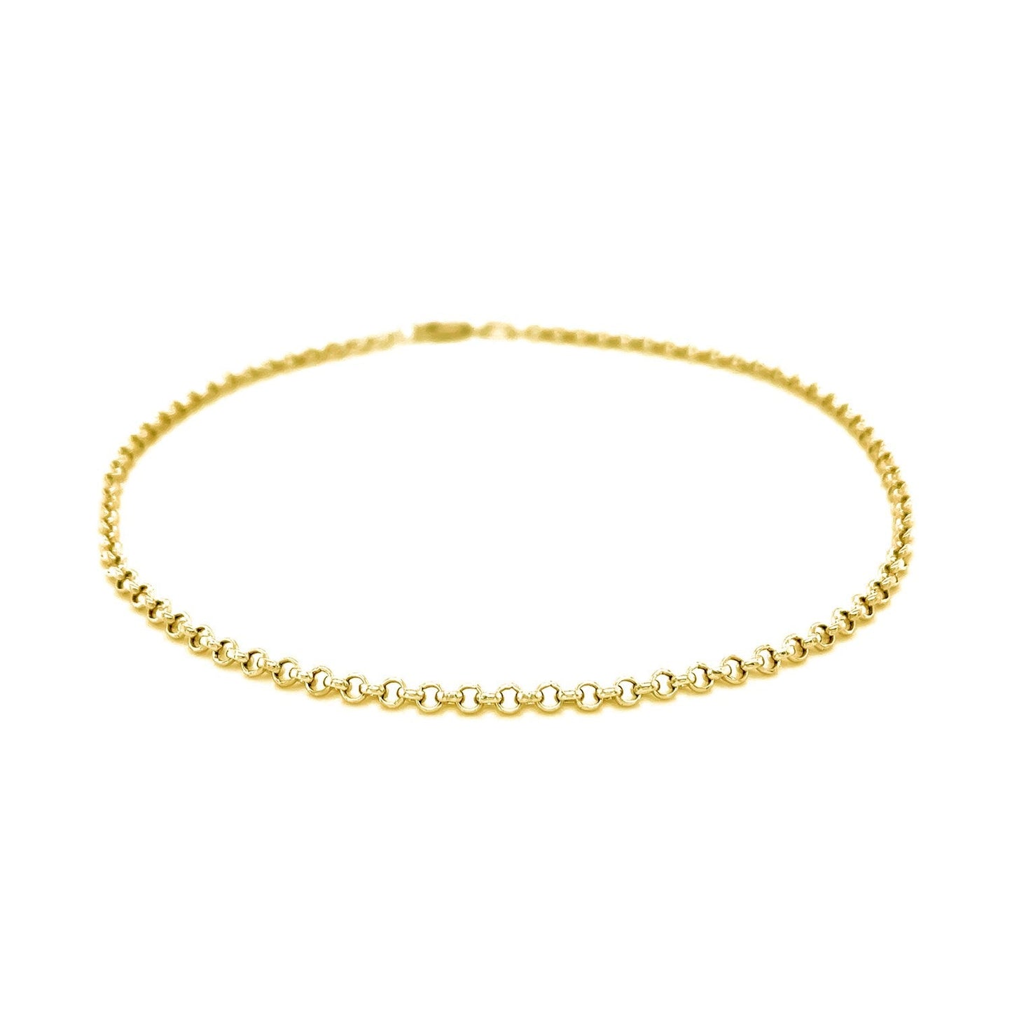 2.3mm 10k Yellow Gold Rolo Anklet-1