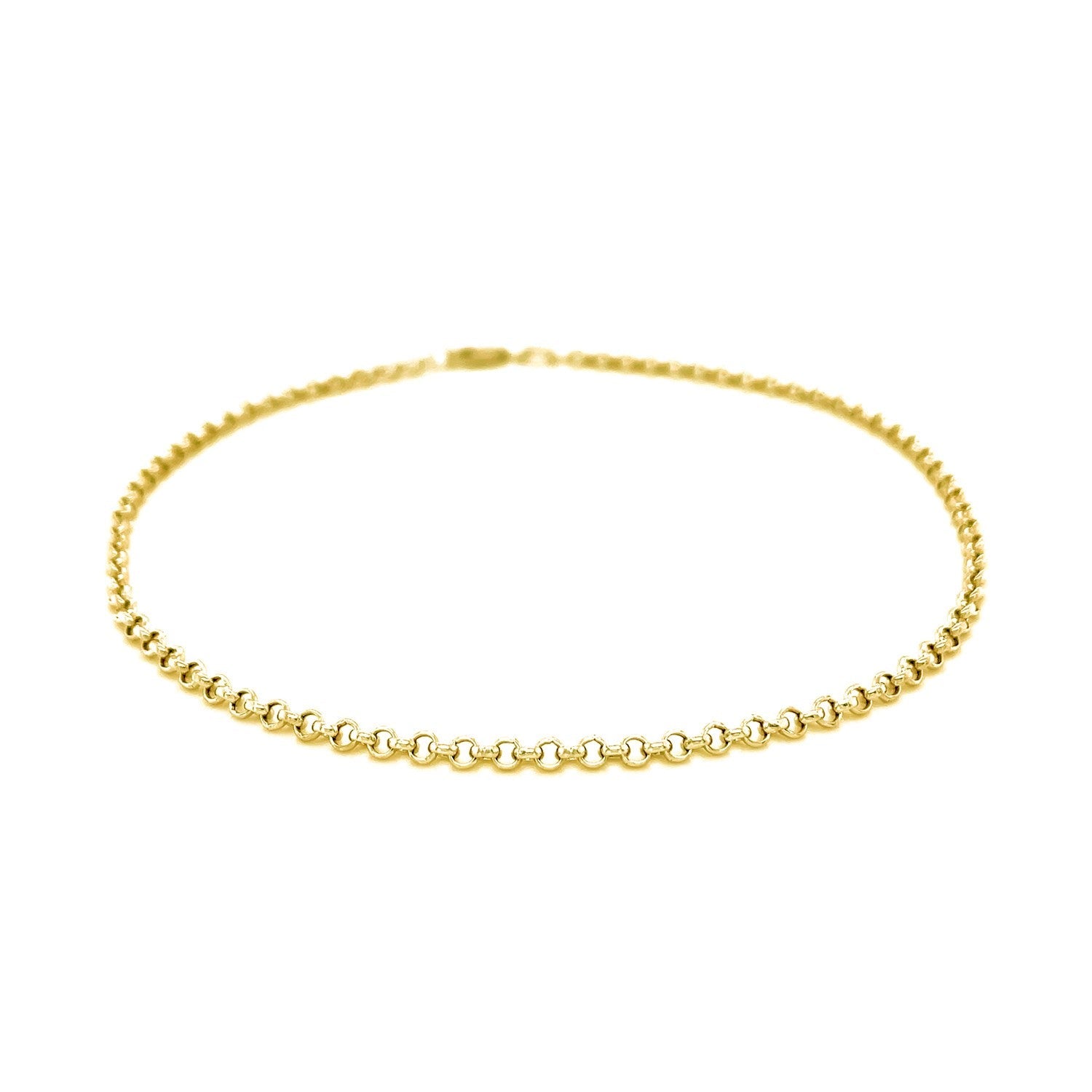2.3mm 10k Yellow Gold Rolo Anklet-1