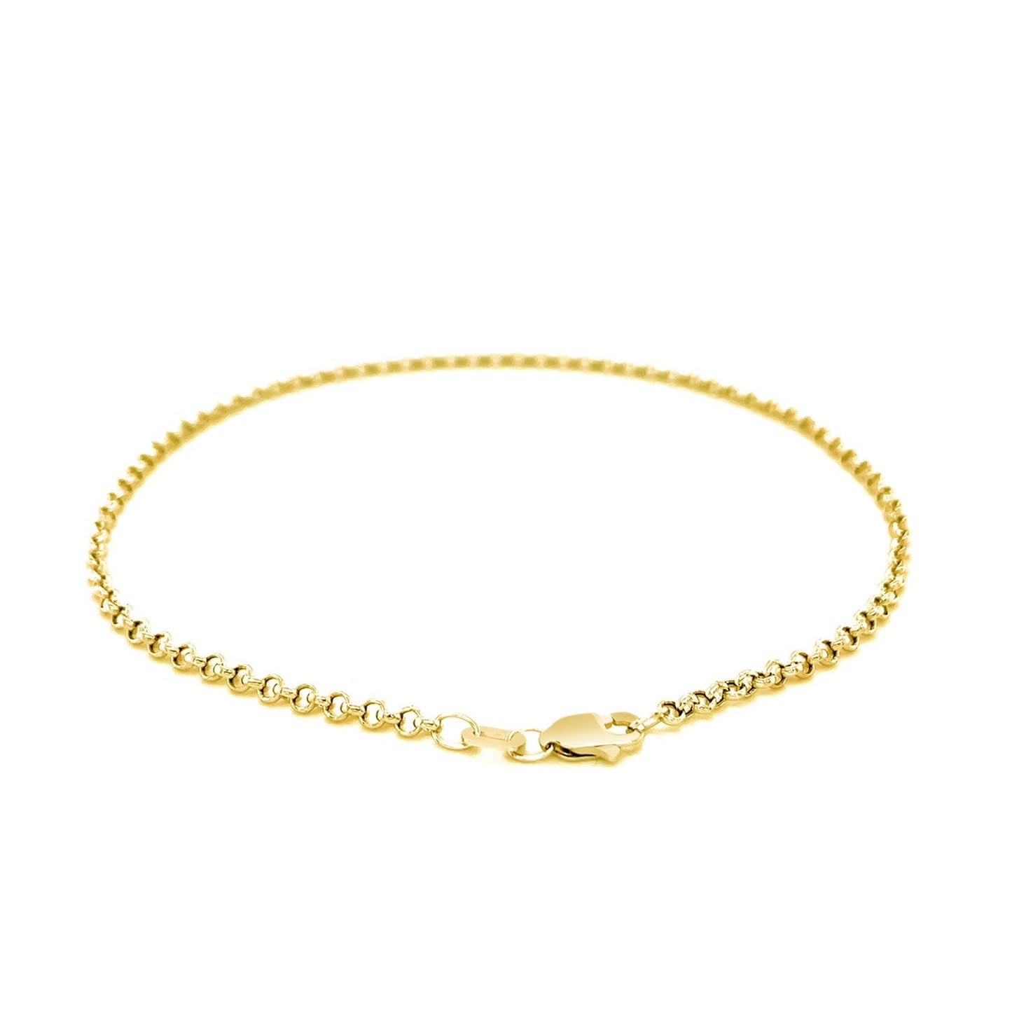 2.3mm 10k Yellow Gold Rolo Anklet-2