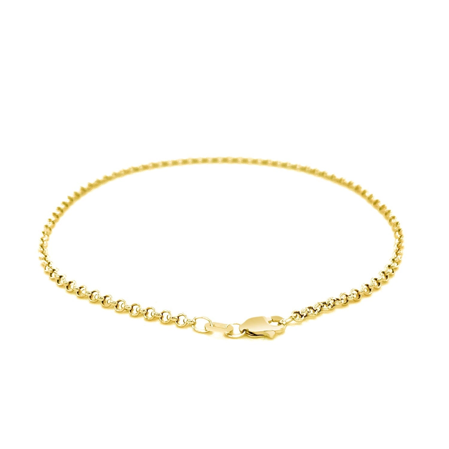 2.3mm 10k Yellow Gold Rolo Anklet-2