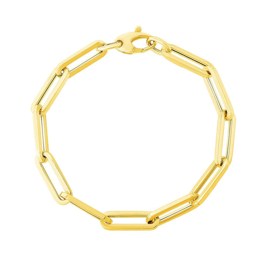 14K Yellow Gold Extra Wide Paperclip Chain Bracelet-0