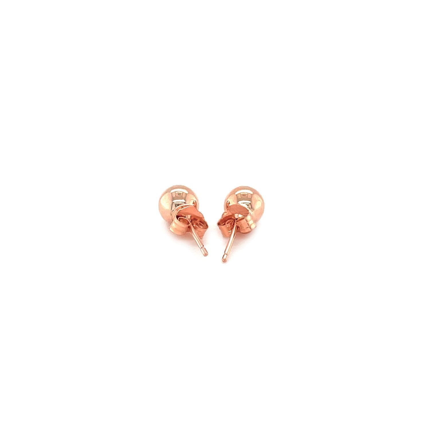 14k Rose Gold Round Stud Earrings (5.0 mm)-2