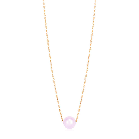 14k Rose Gold Pearl Solitaire Necklace-0