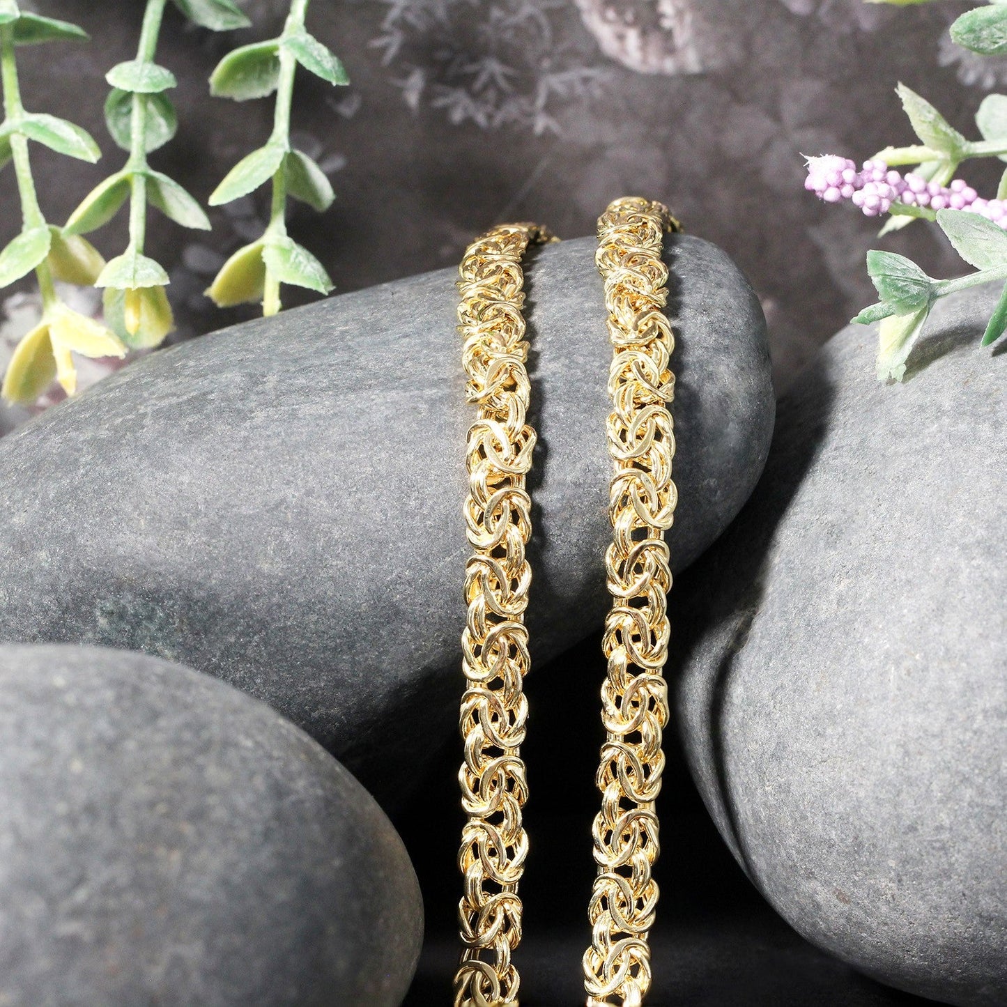 14k Yellow Gold Fancy Byzantine Chain Necklace-2
