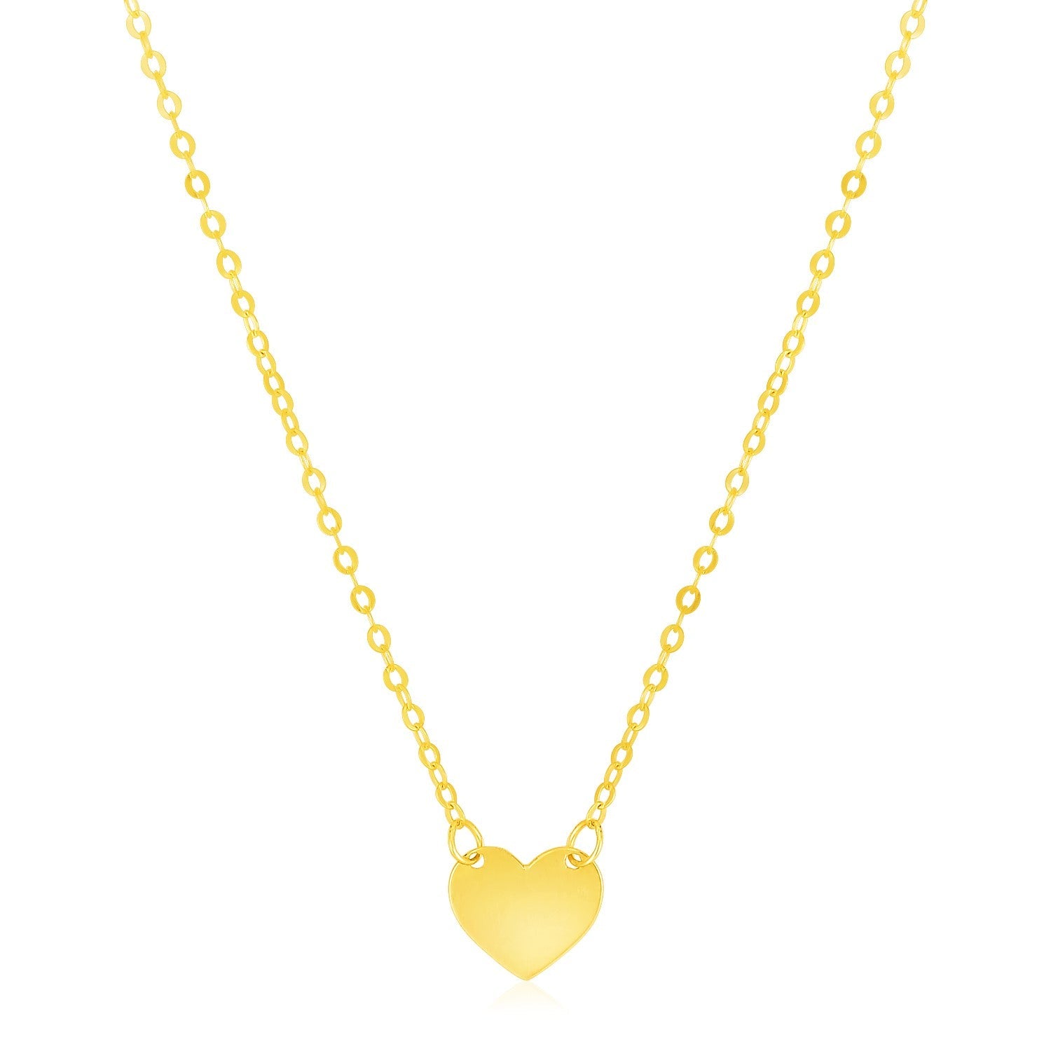 14k Yellow Gold Polished Mini Heart Necklace-0