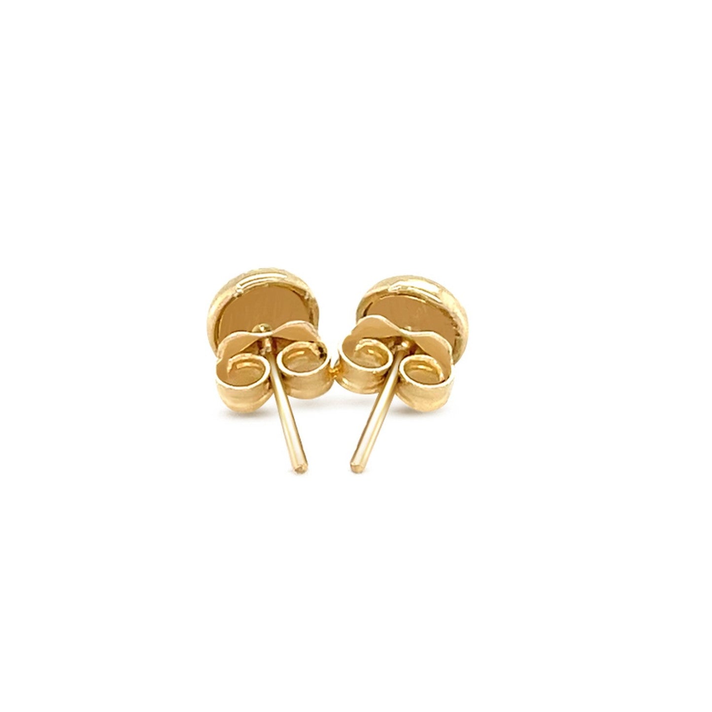 14k Yellow Gold Textured Circle Post Earrings-2
