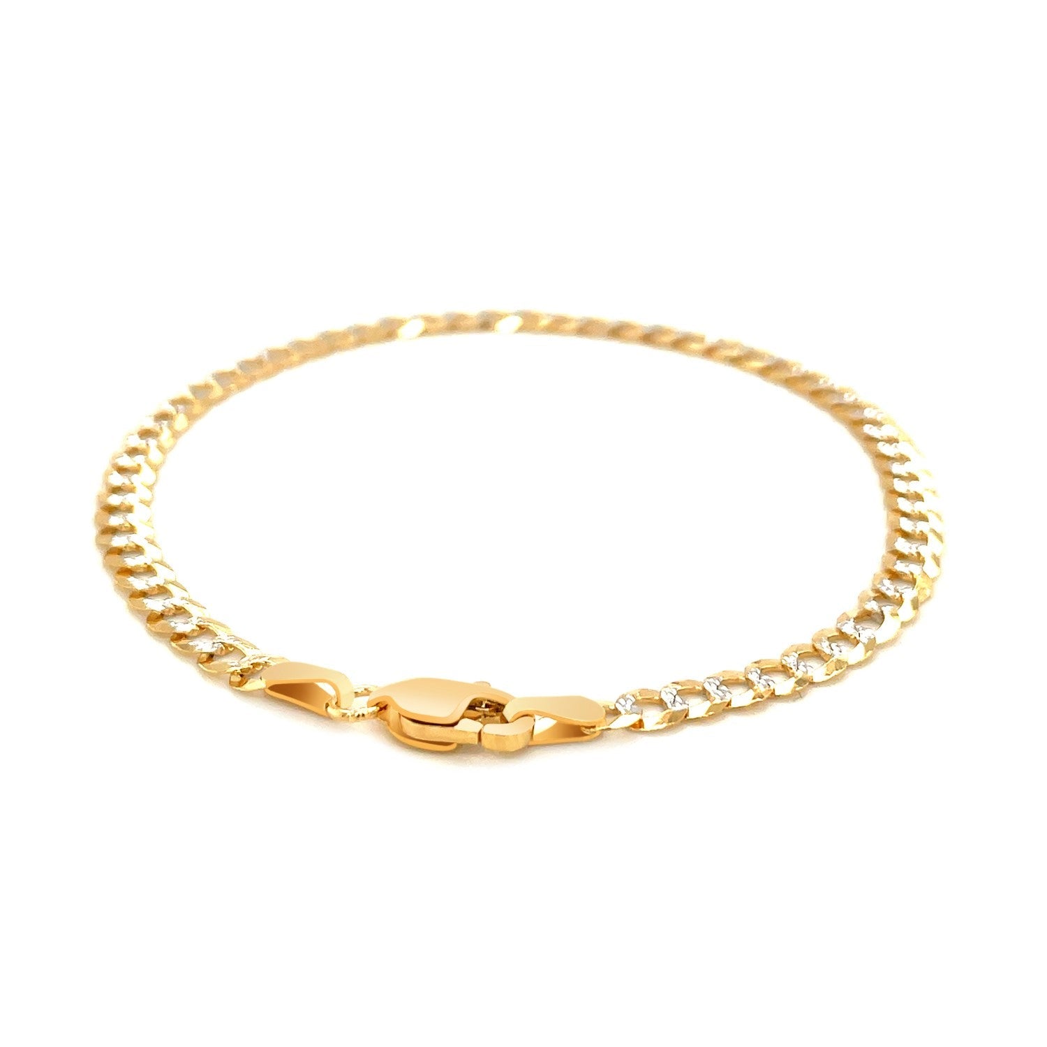 3.6mm 14k Two Tone Gold Pave Curb Bracelet-2