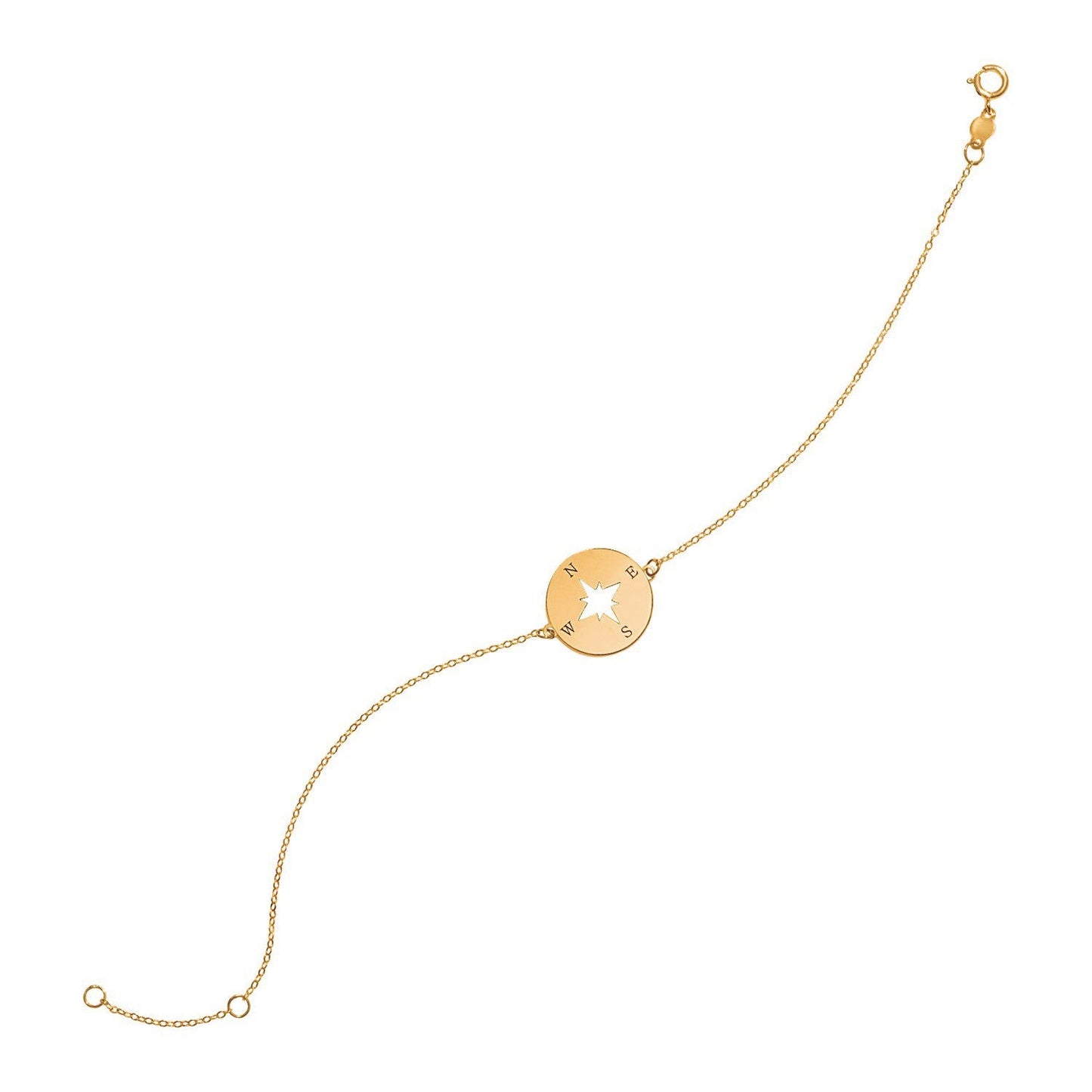 14k Yellow Gold 7 inch Bracelet with Compass-0