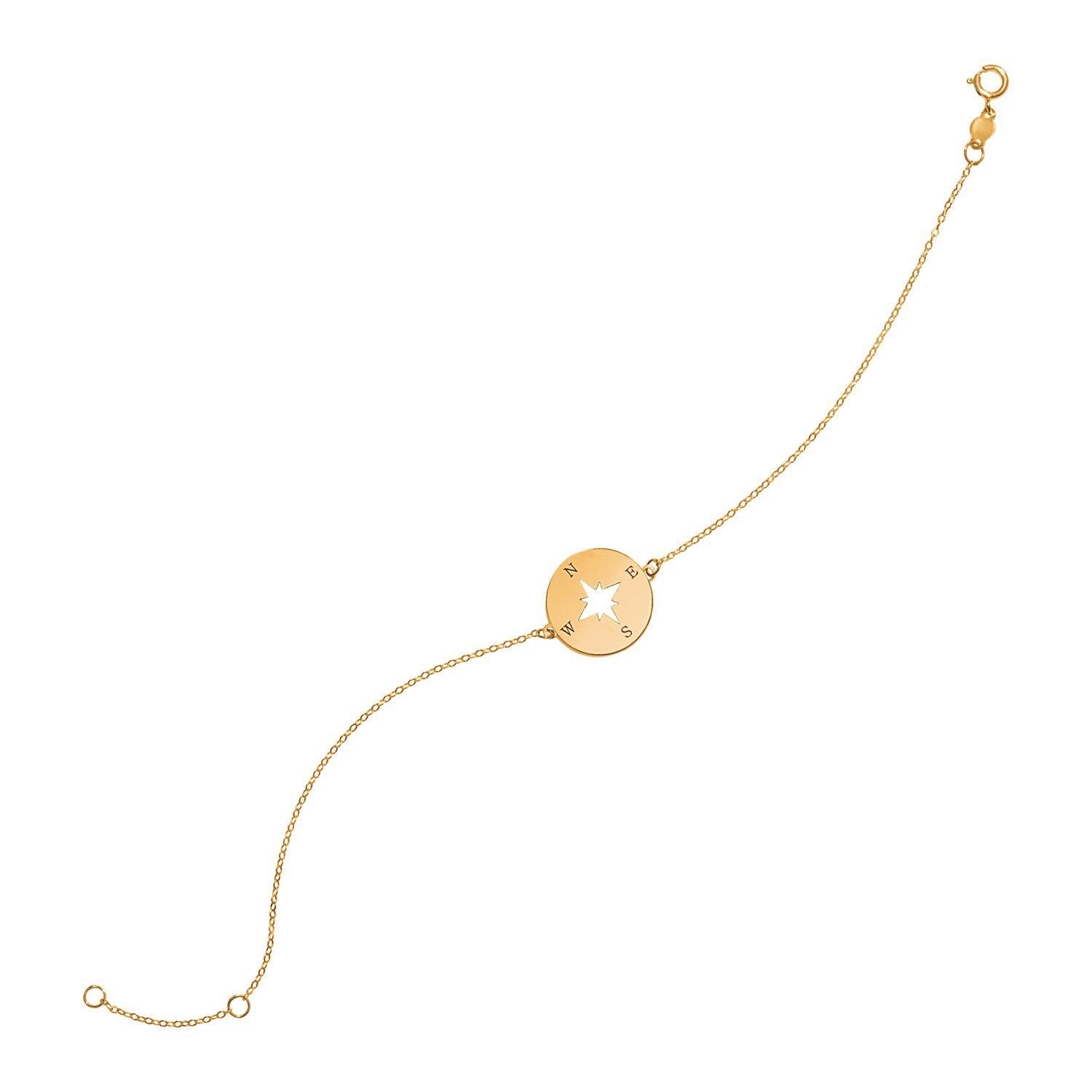 14k Yellow Gold 7 inch Bracelet with Compass-0
