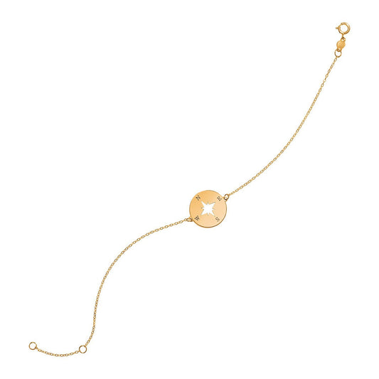 14k Yellow Gold 7 inch Bracelet with Compass-0