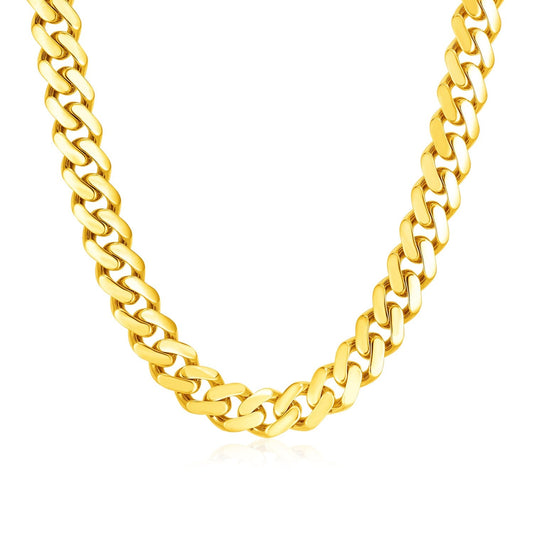 14k Yellow Gold Polished Miami Cuban Chain Necklace-0