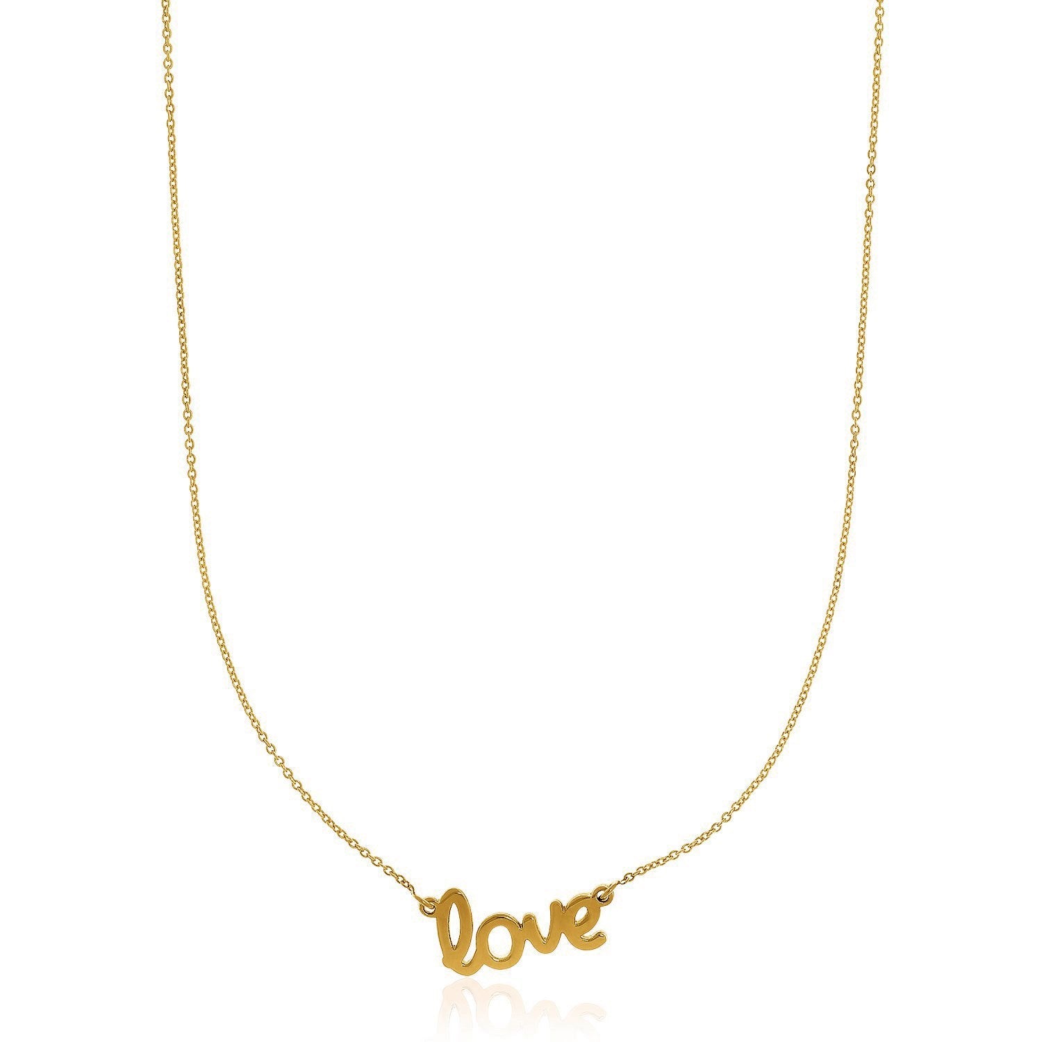 14k Yellow Gold Script LOVE Necklace-0