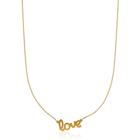 14k Yellow Gold Script LOVE Necklace-0