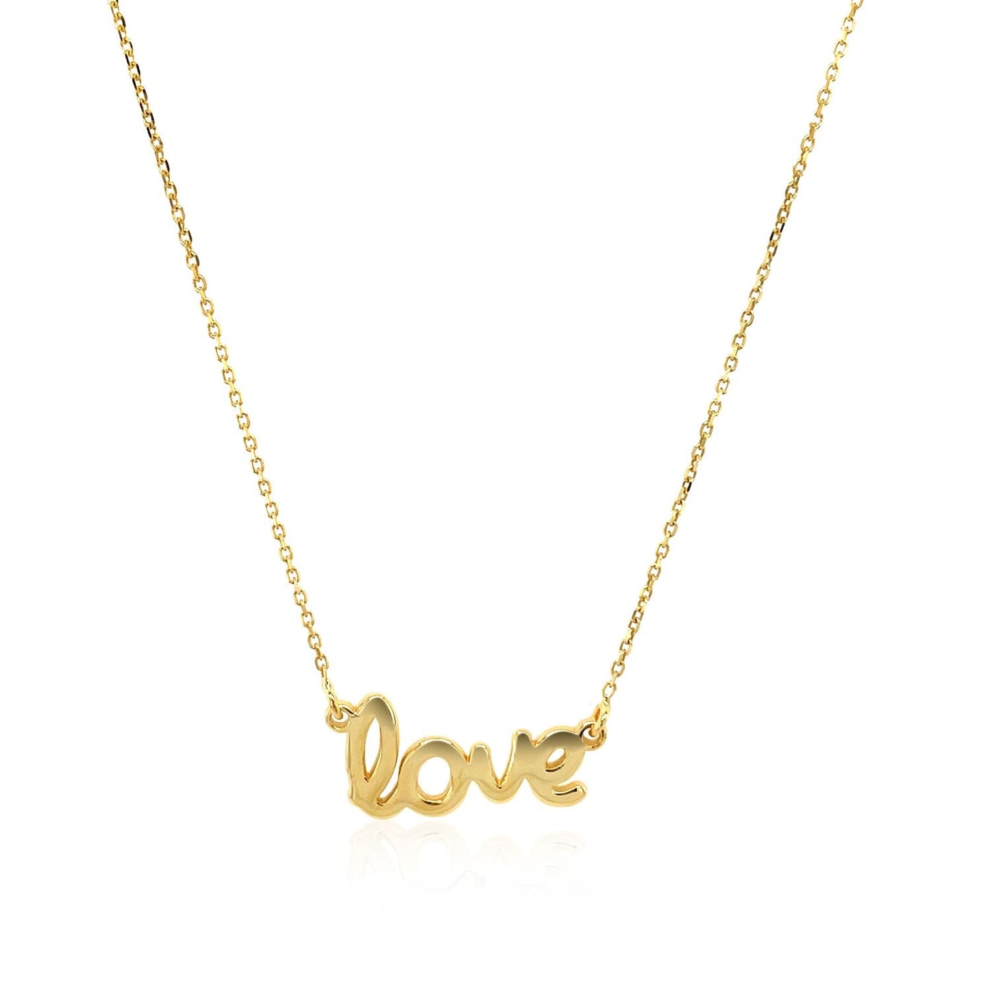 14k Yellow Gold Script LOVE Necklace-1