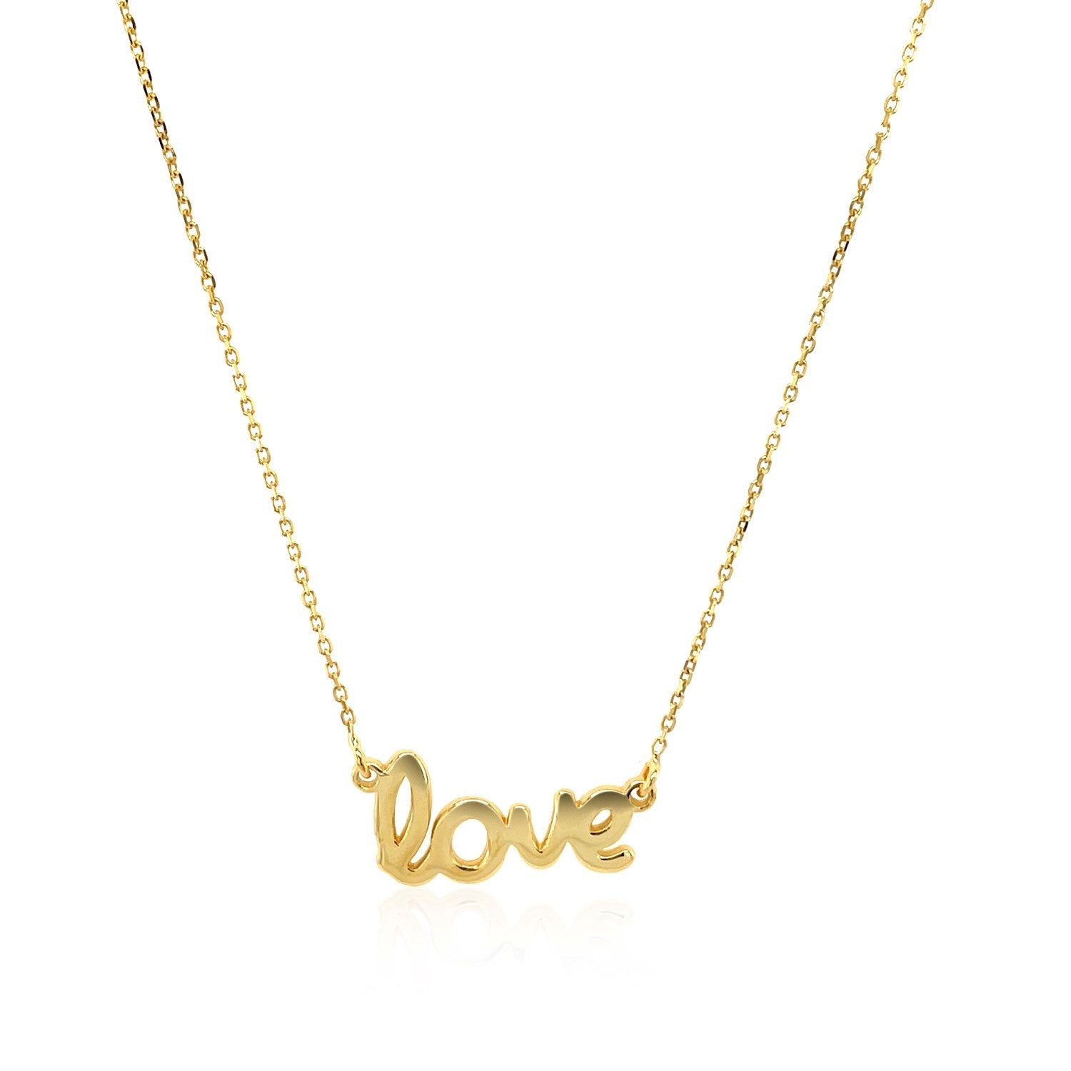 14k Yellow Gold Script LOVE Necklace-1