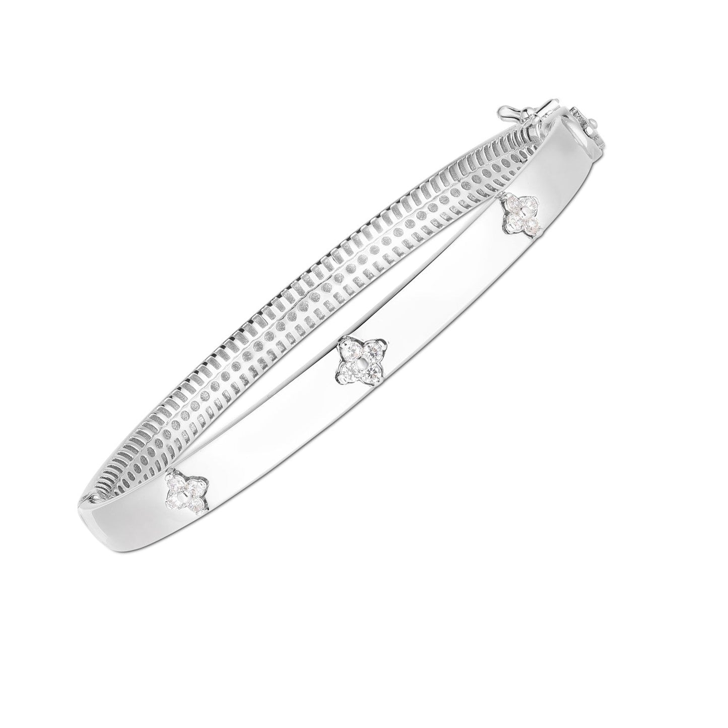 14k White Gold Trilogy Diamond Bangle-0