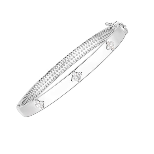 14k White Gold Trilogy Diamond Bangle-0