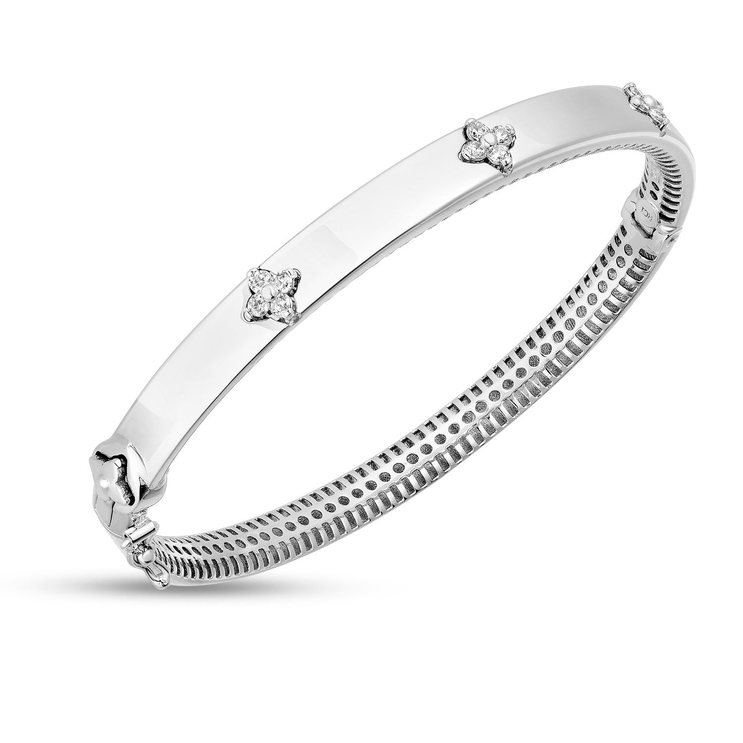 14k White Gold Trilogy Diamond Bangle-1
