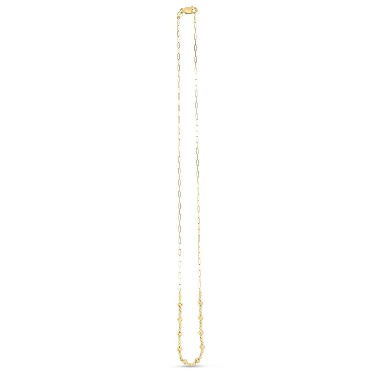14k Yellow Gold Bead Paperclip Necklace-1