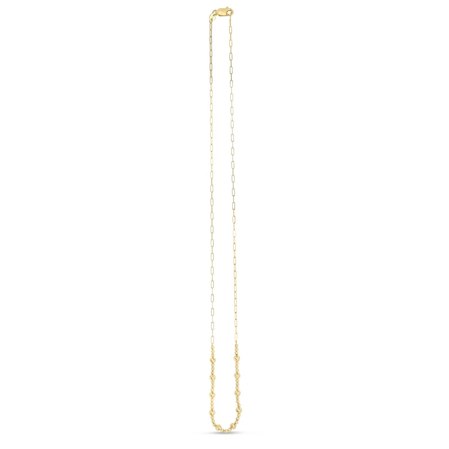 14k Yellow Gold Bead Paperclip Necklace-1