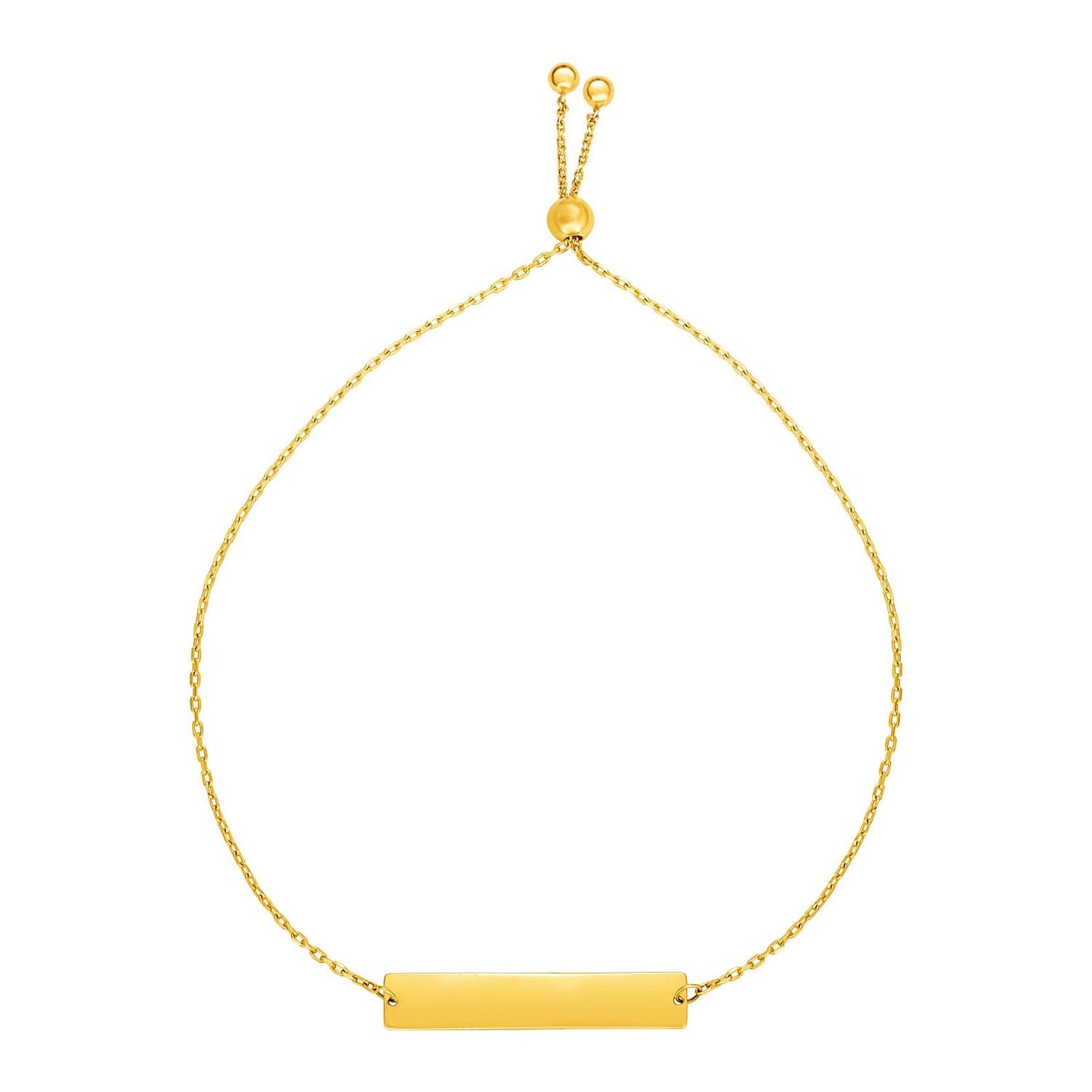 Adjustable Bracelet with Shiny Bar in 14k Yellow Gold-0