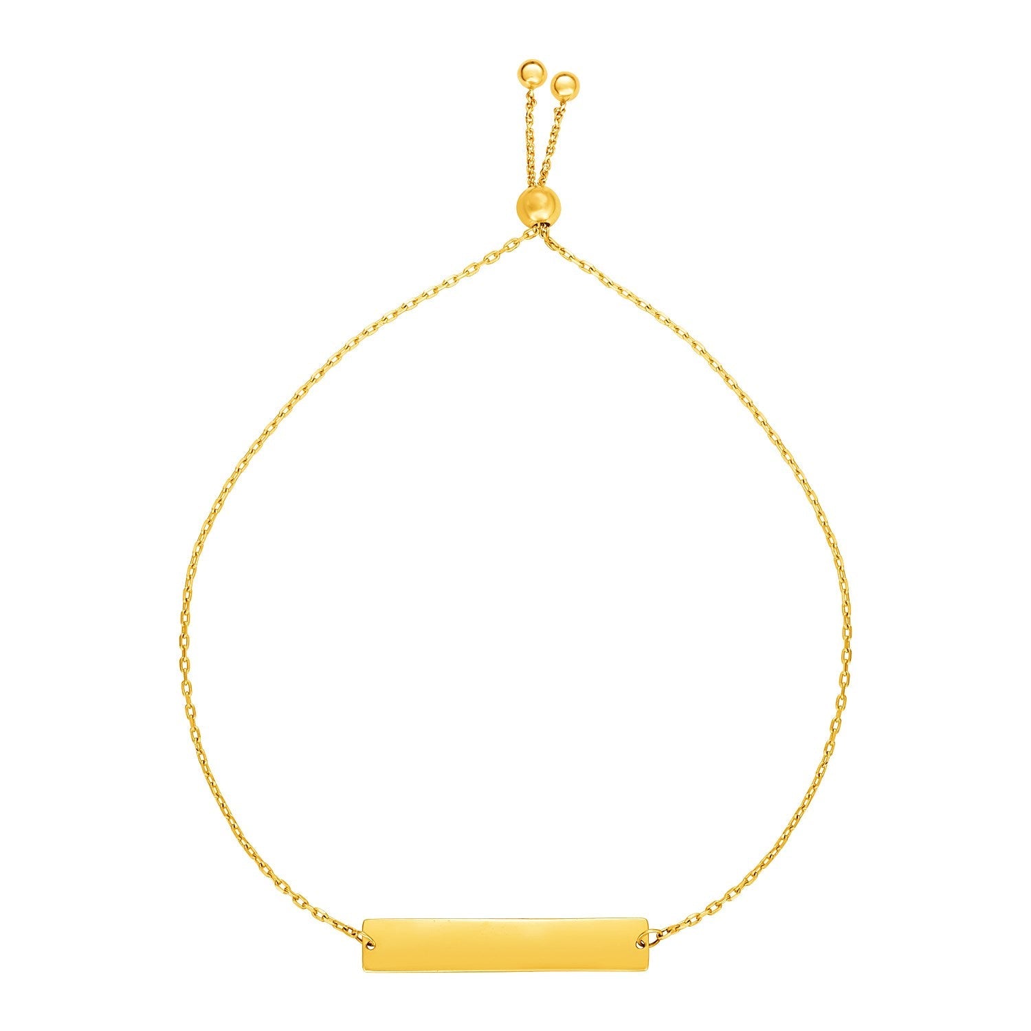 Adjustable Bracelet with Shiny Bar in 14k Yellow Gold-0