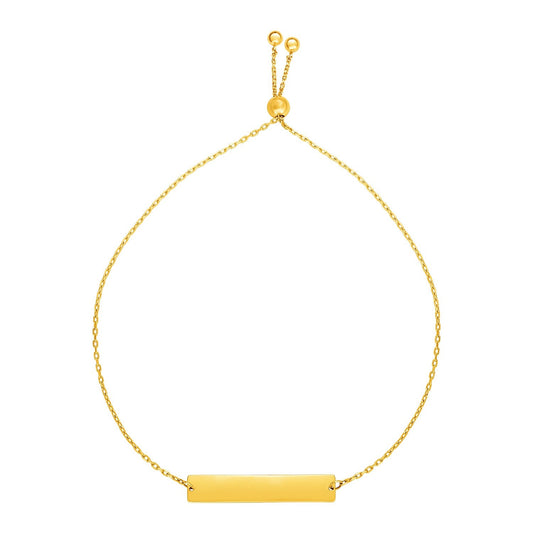 Adjustable Bracelet with Shiny Bar in 14k Yellow Gold-0