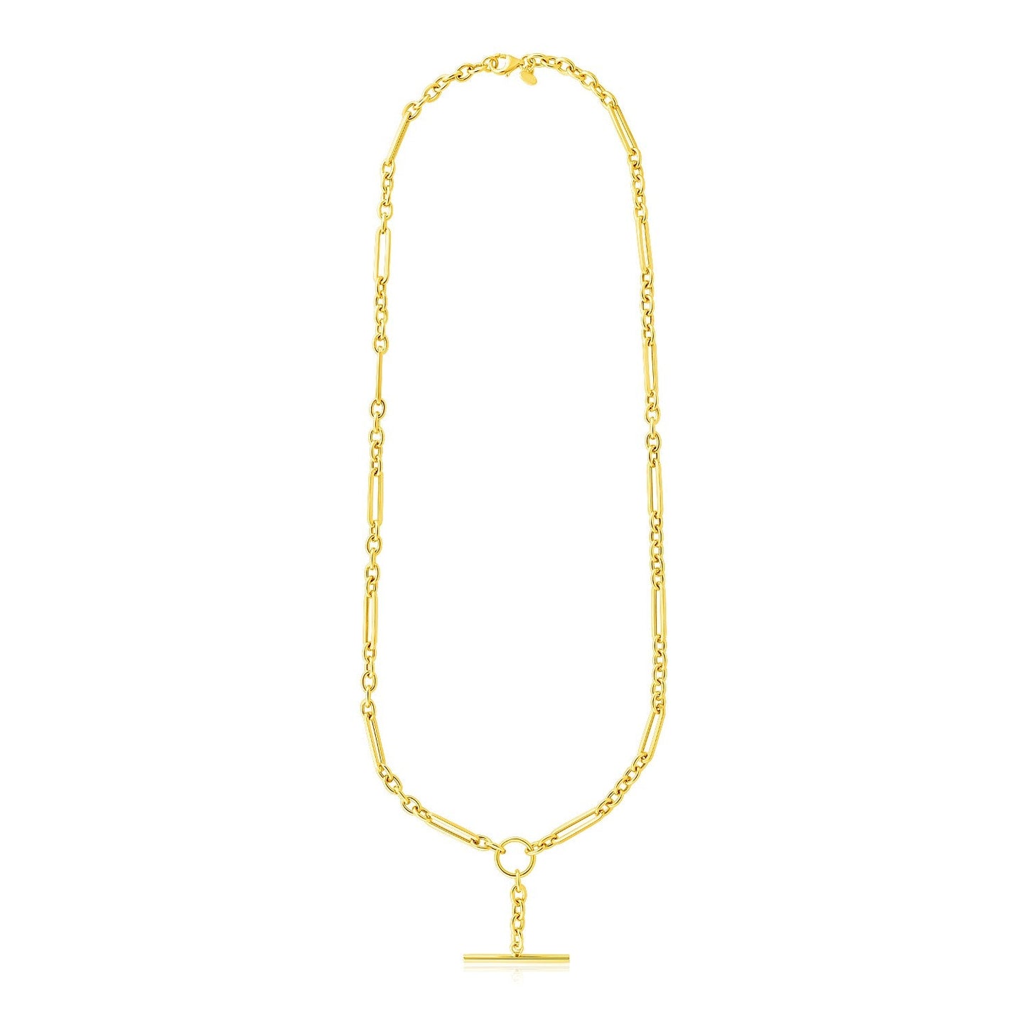 14k Yellow Gold Alternating Oval and Round Chain Necklace with Toggle-0