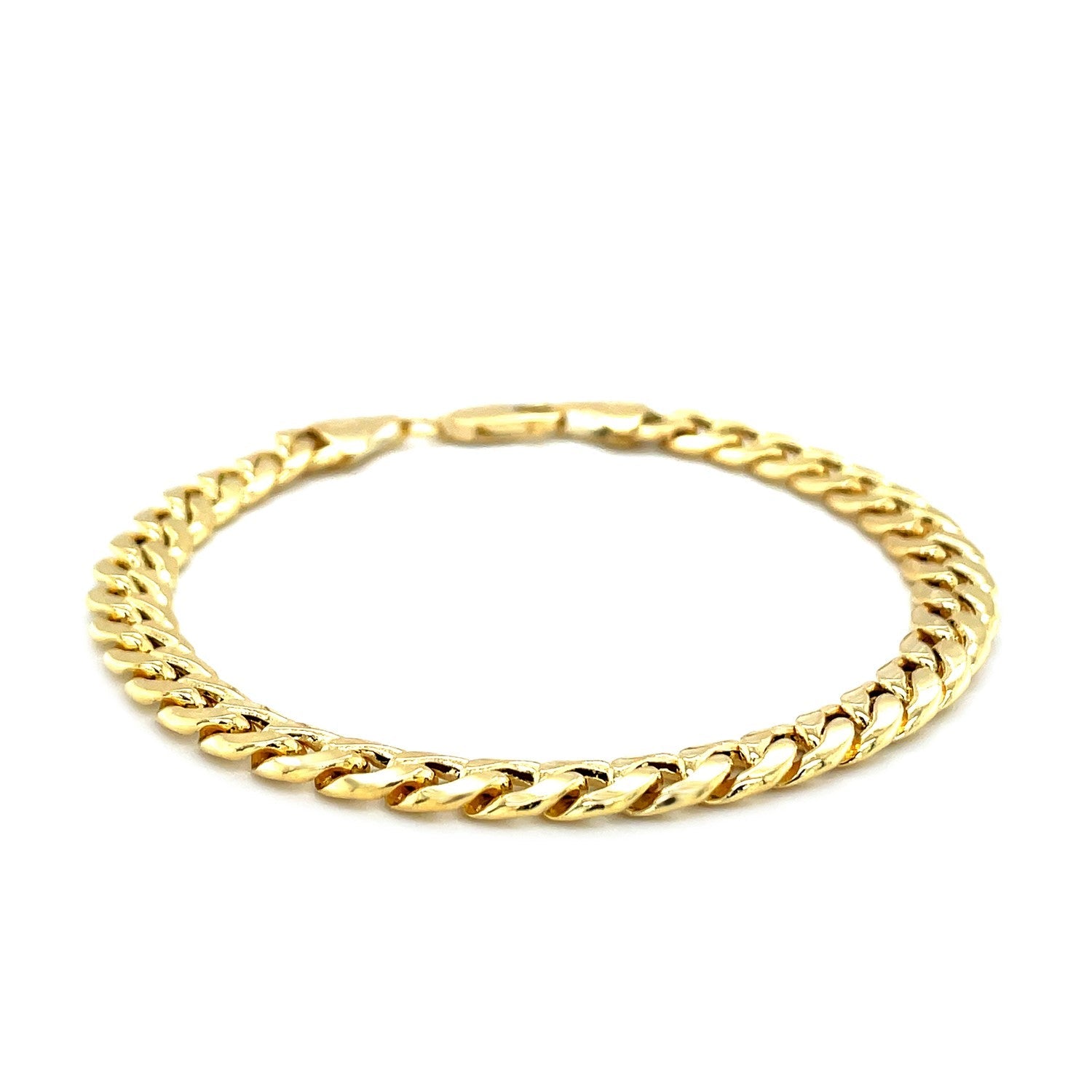 6.7mm 14k Yellow Gold Miami Cuban Semi Solid Bracelet-1